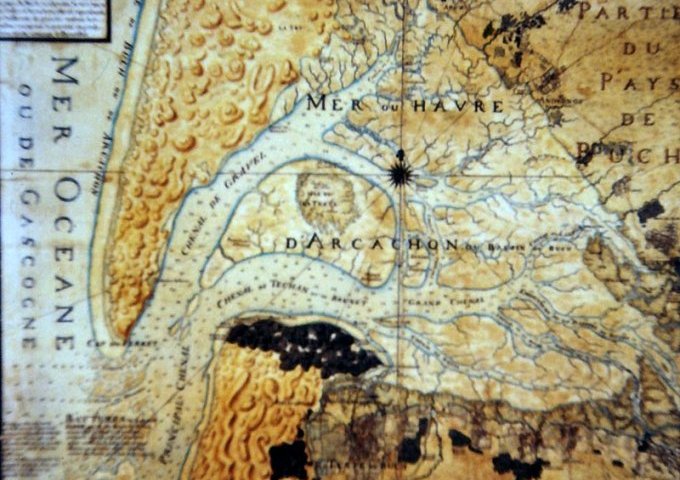 Carte du Bassin d’Arcachon dressée par Claude Masse en 1708