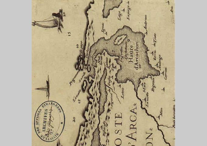 Dessin du Bassin d’Arcachon par Claude Masse en 1708